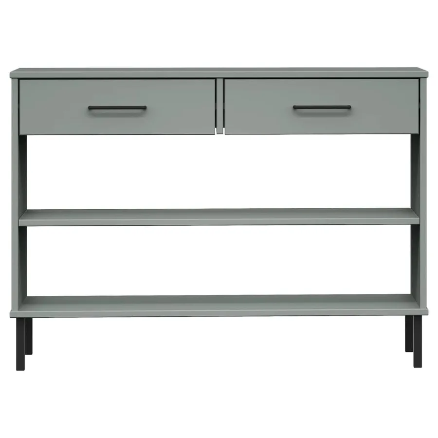 Armoire console avec pieds en métal Gris Bois pin massif OSLO - 4
