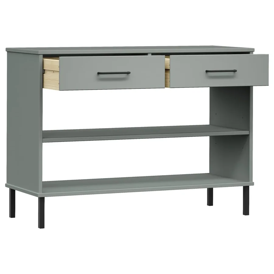 Armoire console avec pieds en métal Gris Bois pin massif OSLO - 5