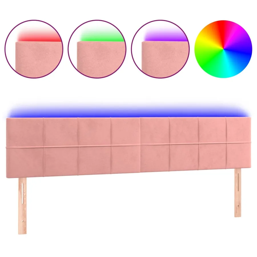 Tête de lit à LED Rose 200x5x78/88 cm Velours - 2