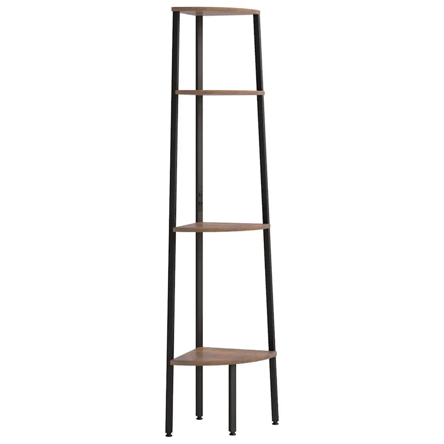 Étagère d'angle à 4 niveaux Marron foncé et noir 45,5 x 31,5 x 150 cm - 2