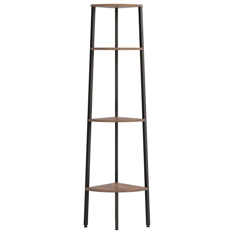 Étagère d'angle à 4 niveaux Marron foncé et noir 45,5 x 31,5 x 150 cm - 3