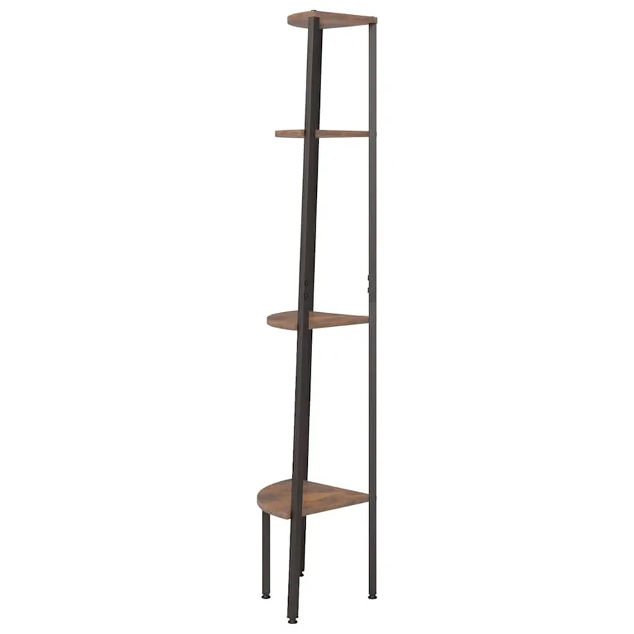 Étagère d'angle à 4 niveaux Marron foncé et noir 45,5 x 31,5 x 150 cm - 4