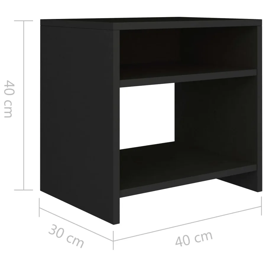 Table de chevet Noir 40x30x40 cm Bois d'ingénierie - 6