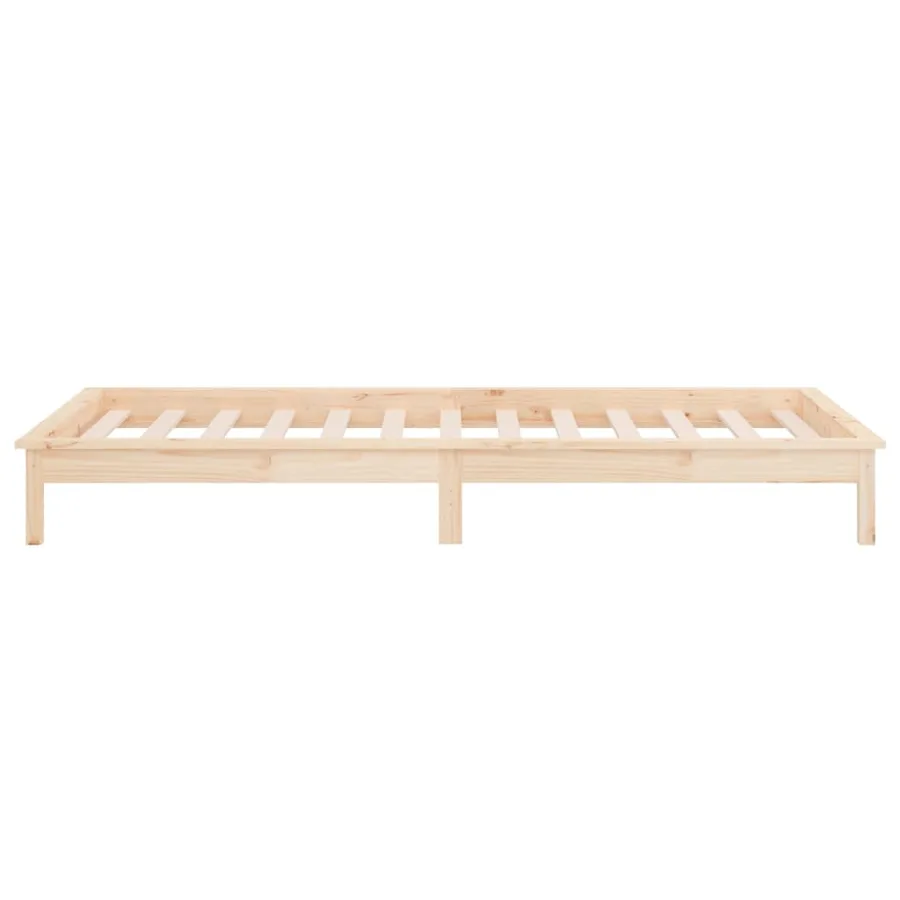 Cadre de lit à LED 75x190 cm petit simple bois massif - 8