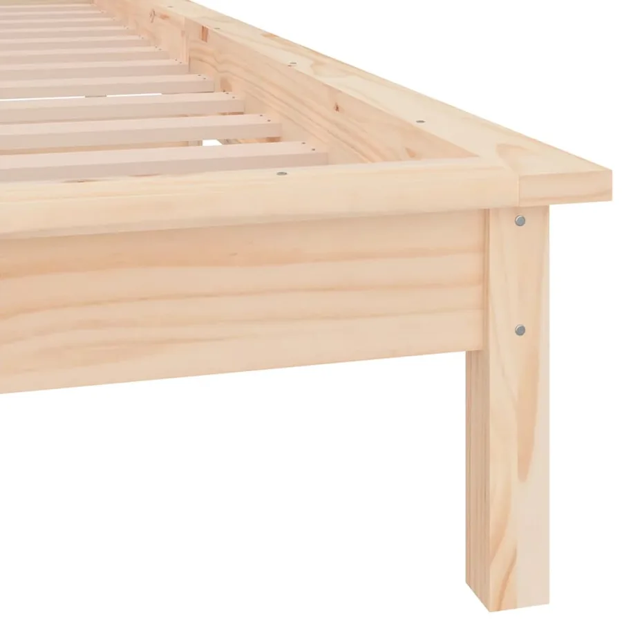 Cadre de lit à LED 75x190 cm petit simple bois massif - 9