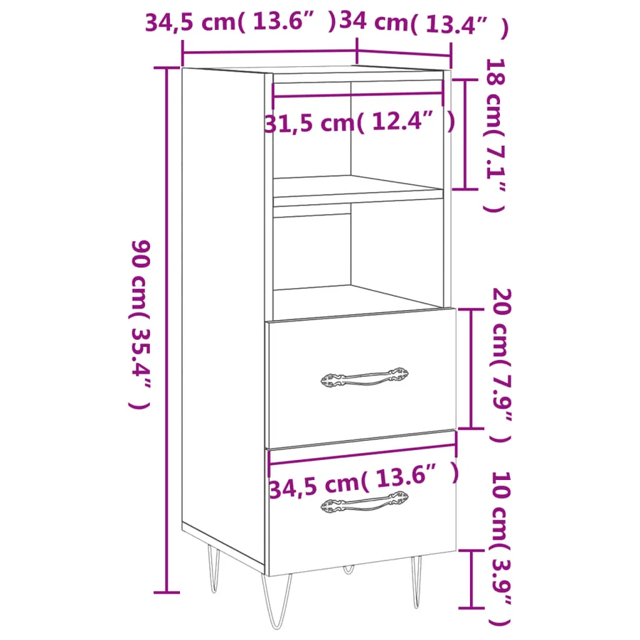 Buffet Blanc brillant 34,5x34x90 cm Bois d'ingénierie - 12