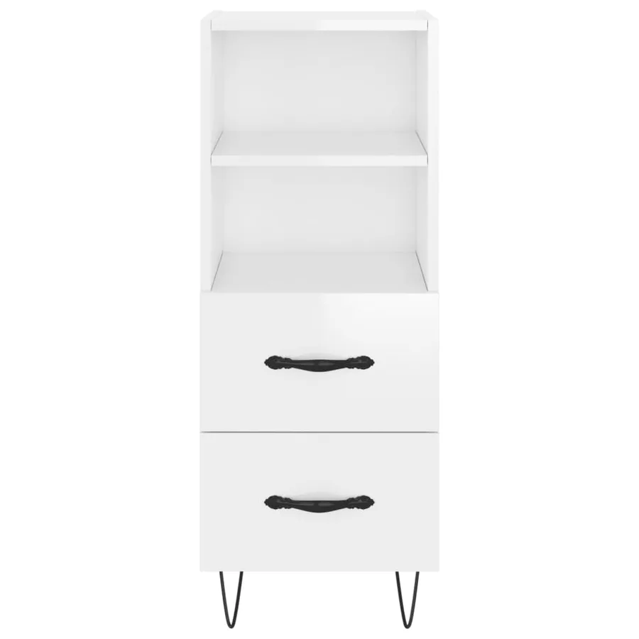 Buffet Blanc brillant 34,5x34x90 cm Bois d'ingénierie - 6