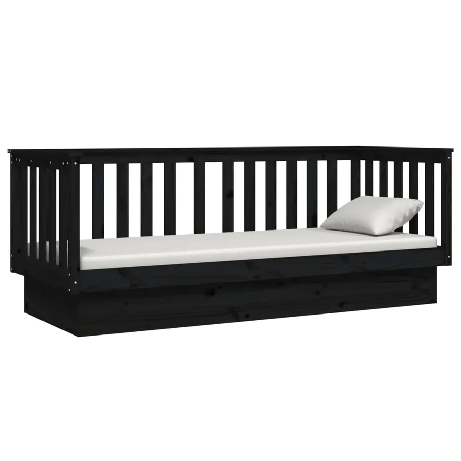 Lit de jour sans matelas noir 75x190 cm bois de pin massif - 6