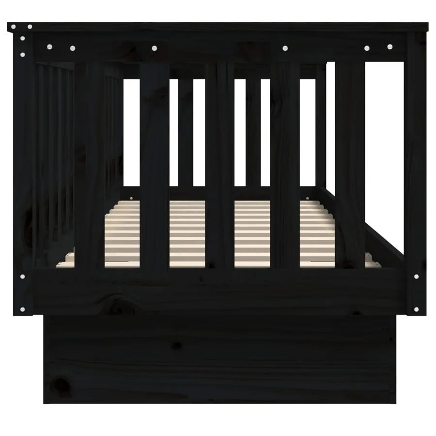 Lit de jour sans matelas noir 75x190 cm bois de pin massif - 9
