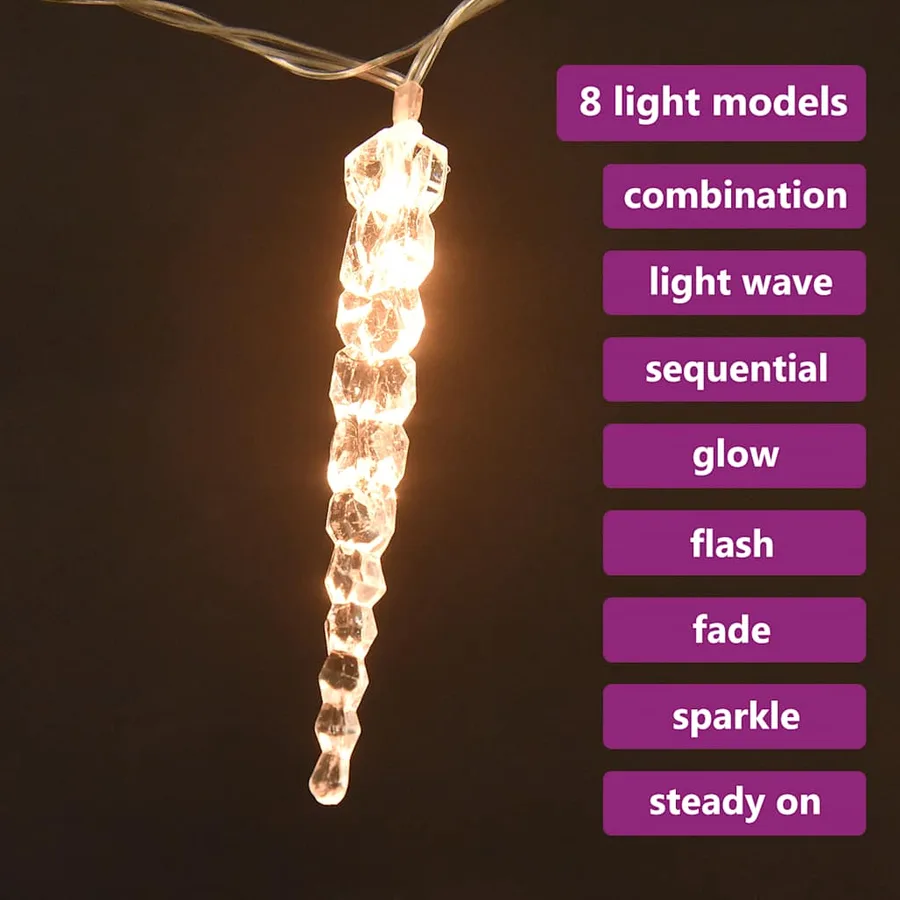 Guirlande lumineuse à glaçons de Noël 40 pcs Blanc Acrylique - 4