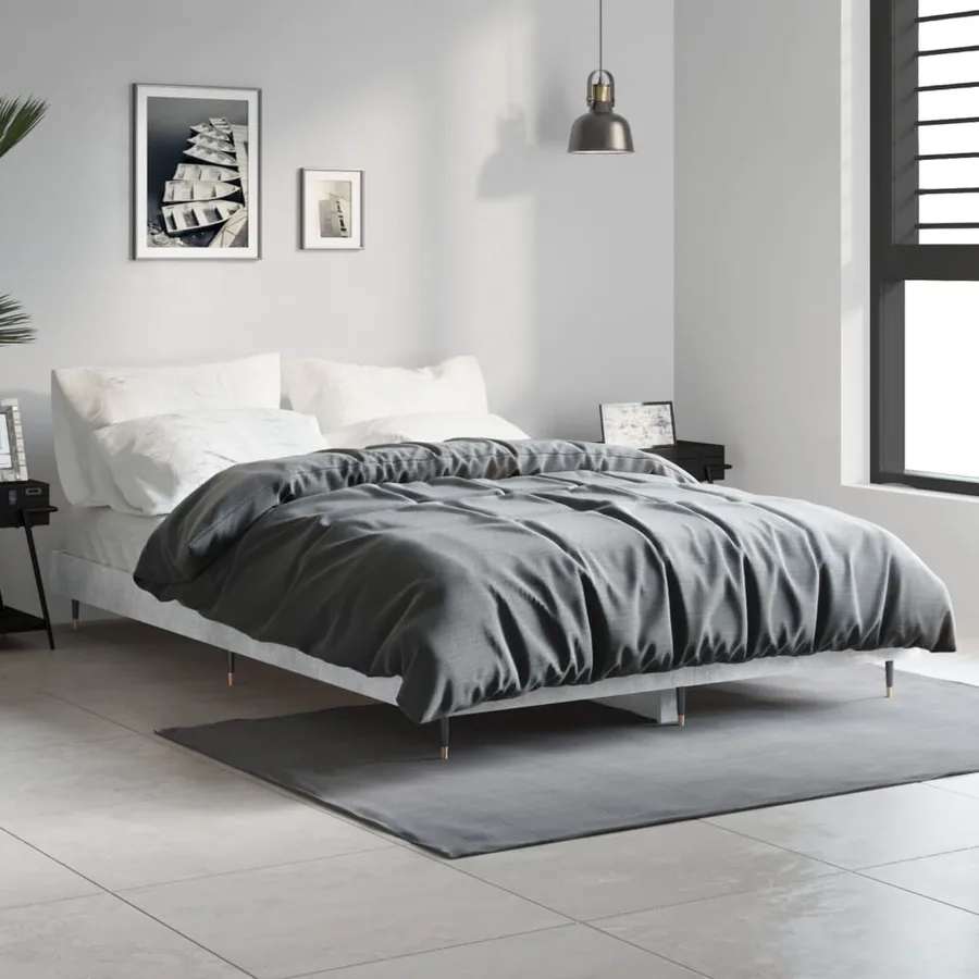 Cadre de lit sans matelas gris béton 120x190 cm - 3