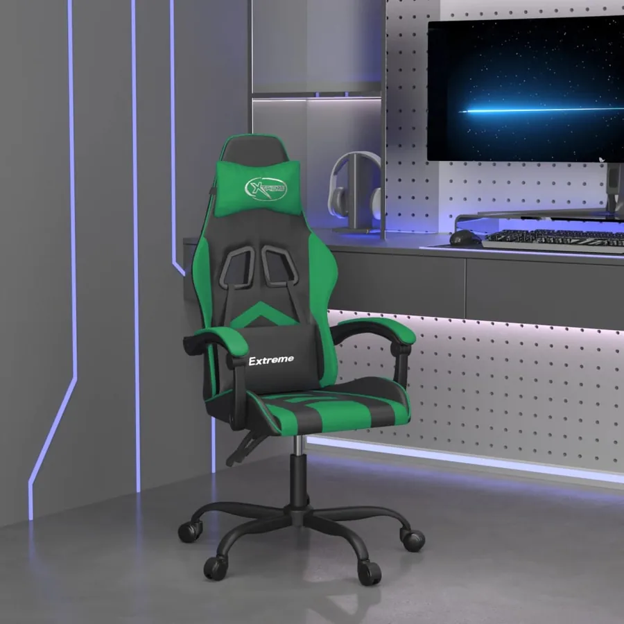 Chaise de jeu Noir et vert Similicuir
