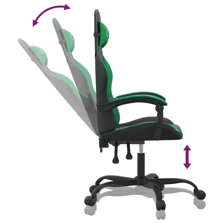 Chaise de jeu Noir et vert Similicuir - 6