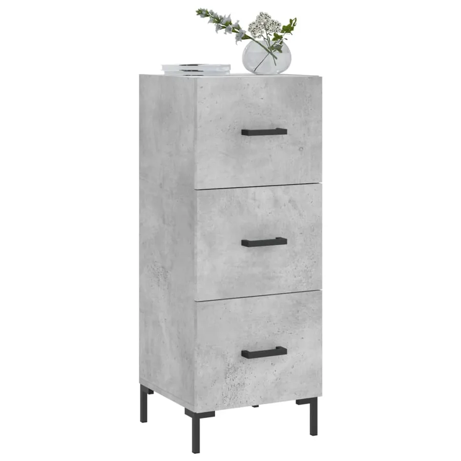 Buffet Gris béton 34,5x34x90 cm Bois d'ingénierie - 3