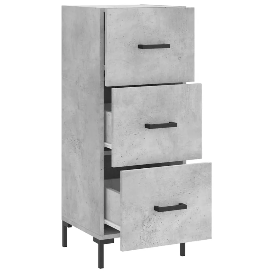 Buffet Gris béton 34,5x34x90 cm Bois d'ingénierie - 5
