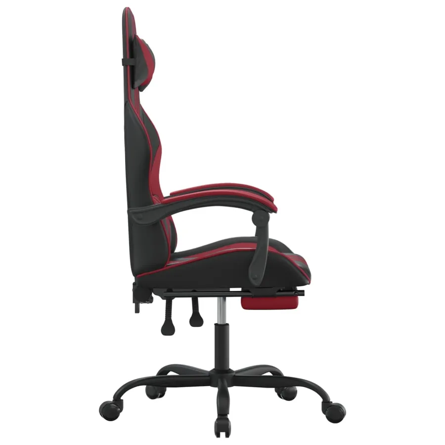 Chaise de jeu pivotante repose-pied Noir bordeaux Similicuir - 4