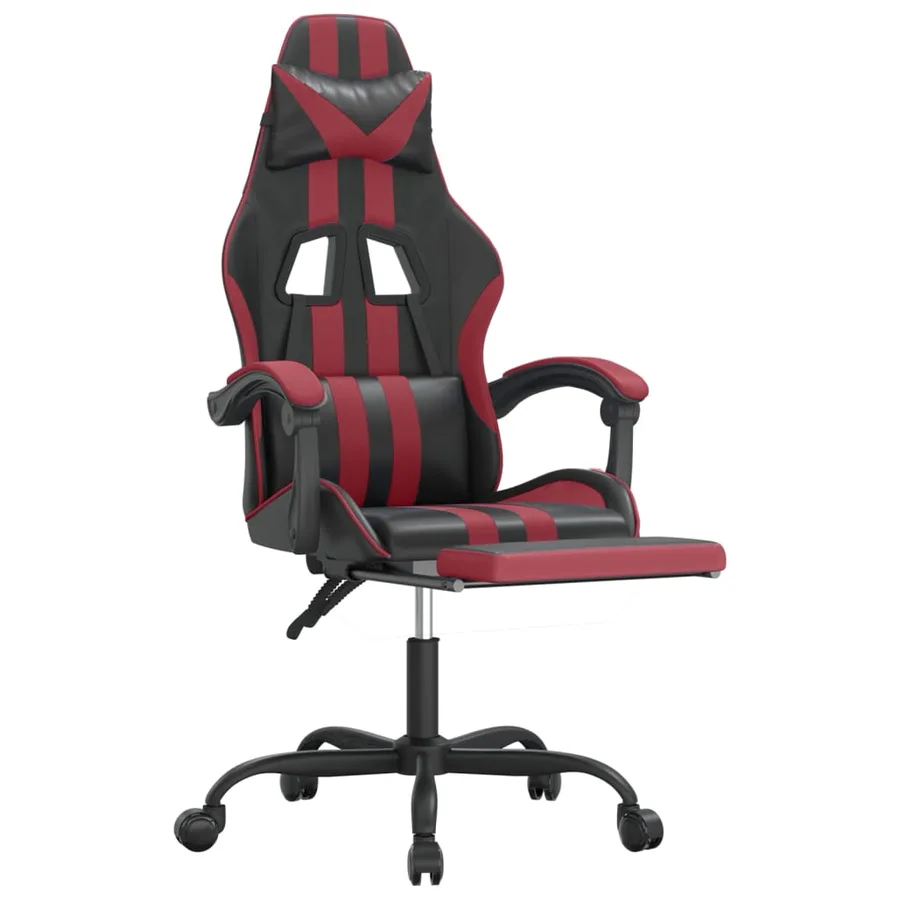 Chaise de jeu pivotante repose-pied Noir bordeaux Similicuir - 6