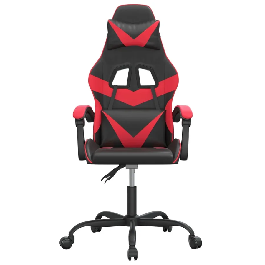 Chaise de jeu pivotante Noir et rouge Similicuir - 3