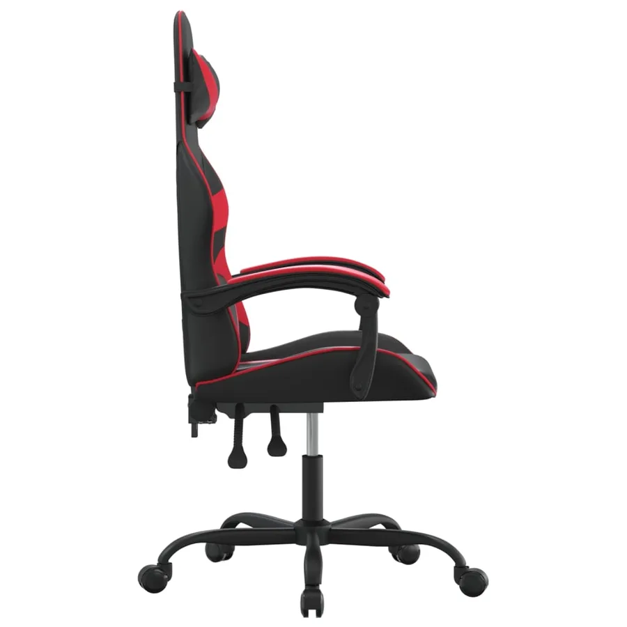 Chaise de jeu pivotante Noir et rouge Similicuir - 4