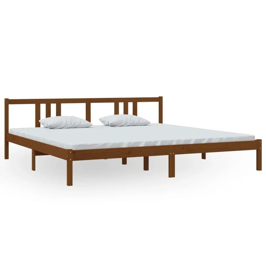 Cadre de lit sans matelas marron miel bois massif 200x200 cm - 2