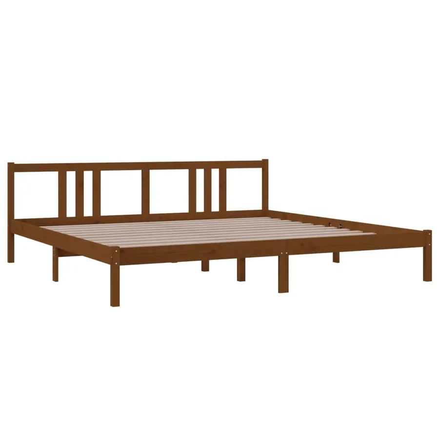 Cadre de lit sans matelas marron miel bois massif 200x200 cm - 3