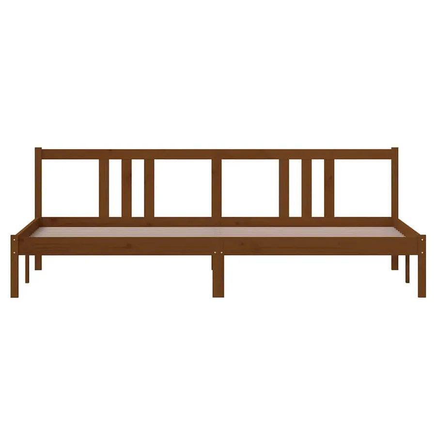 Cadre de lit sans matelas marron miel bois massif 200x200 cm - 4