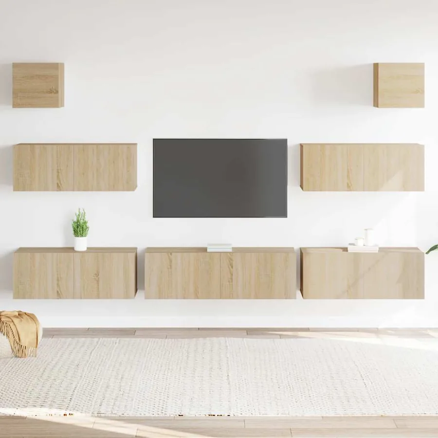 Ensemble de meubles TV 7 pcs Chêne sonoma Bois d'ingénierie