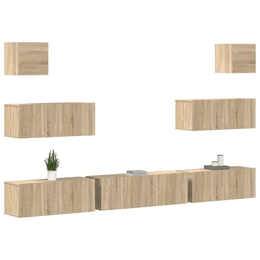 Ensemble de meubles TV 7 pcs Chêne sonoma Bois d'ingénierie - 3