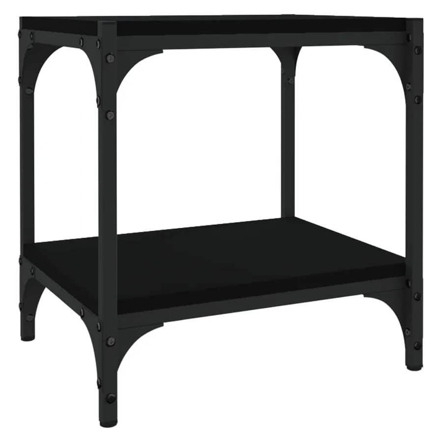 Meuble TV Noir 40x33x41 cm Bois d'ingénierie et acier - 2