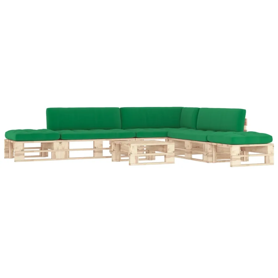Salon de jardin palette 6pcs avec coussins Bois de pin imprégné