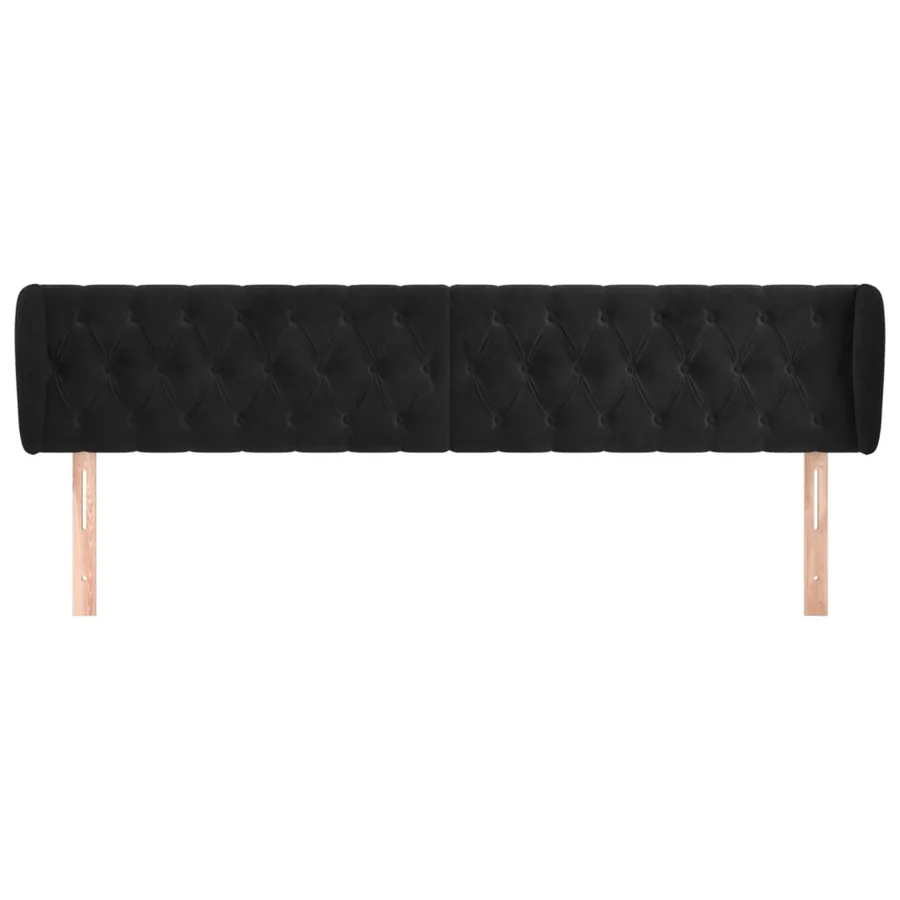 Tête de lit avec oreilles Noir 203x23x78/88 cm Velours - 3