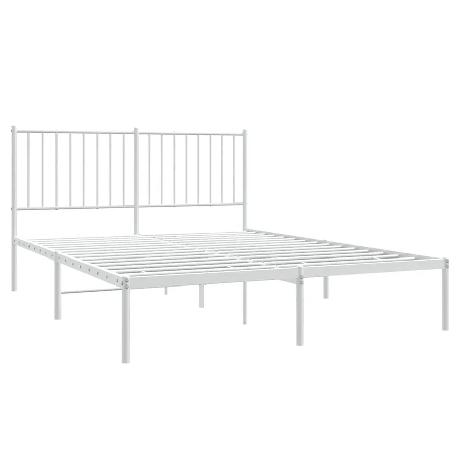 Cadre de lit métal sans matelas et tête de lit blanc 135x190 cm - 3