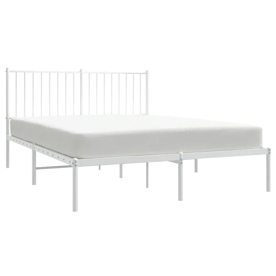 Cadre de lit métal sans matelas et tête de lit blanc 135x190 cm - 5