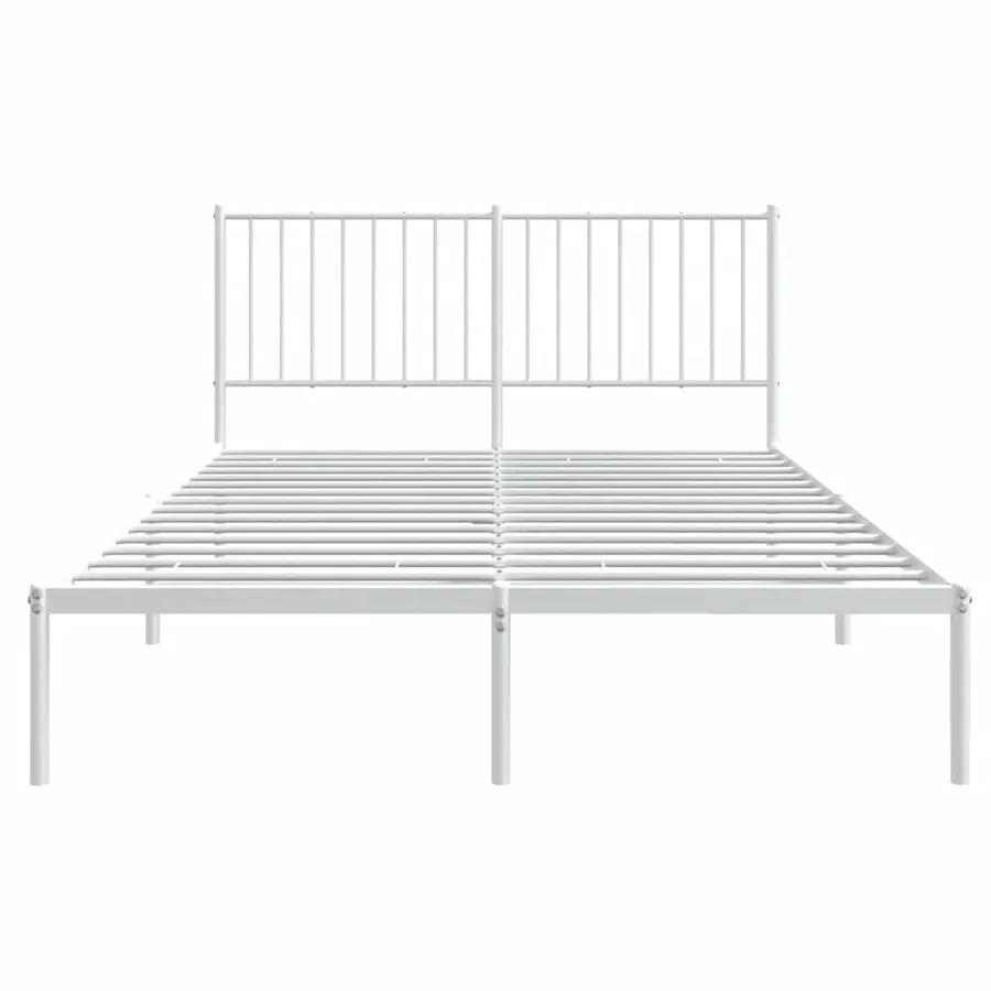 Cadre de lit métal sans matelas et tête de lit blanc 135x190 cm - 6