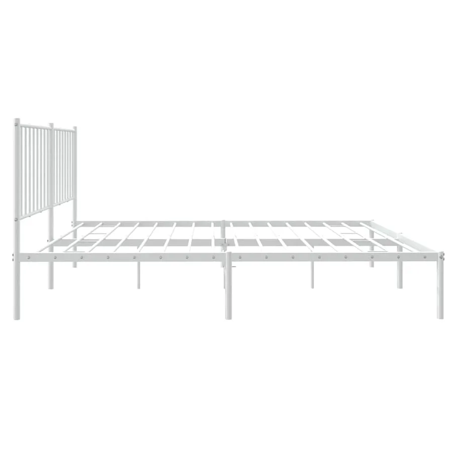 Cadre de lit métal sans matelas et tête de lit blanc 135x190 cm - 7