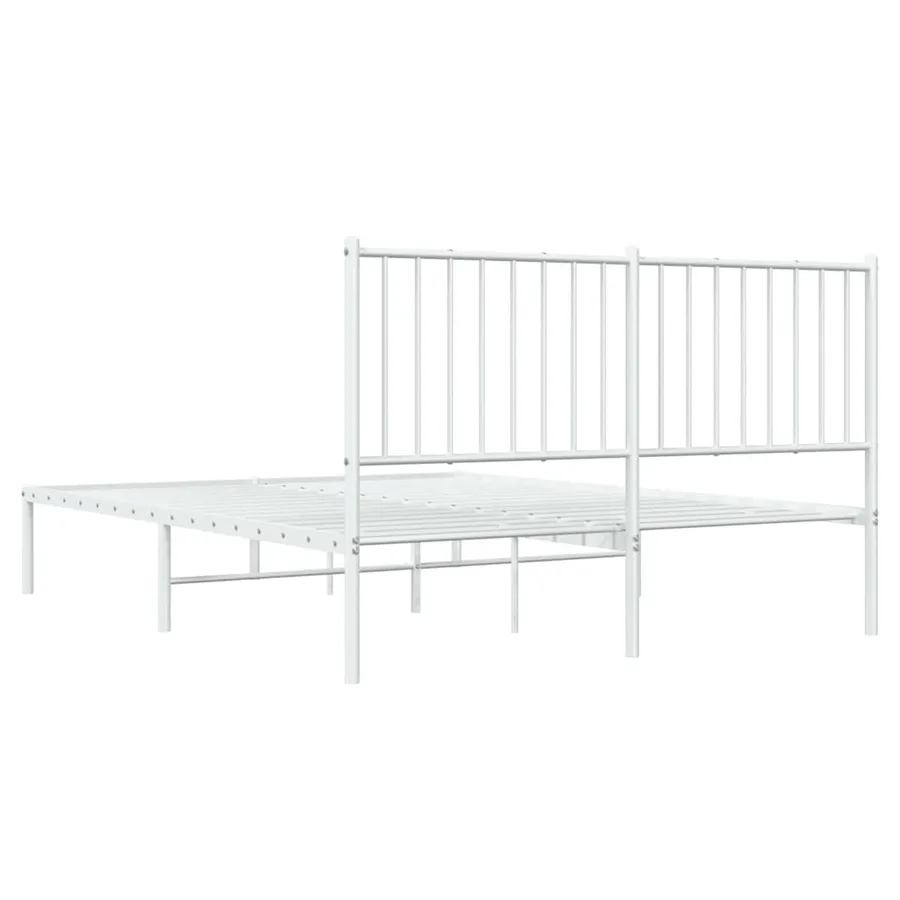 Cadre de lit métal sans matelas et tête de lit blanc 135x190 cm - 8