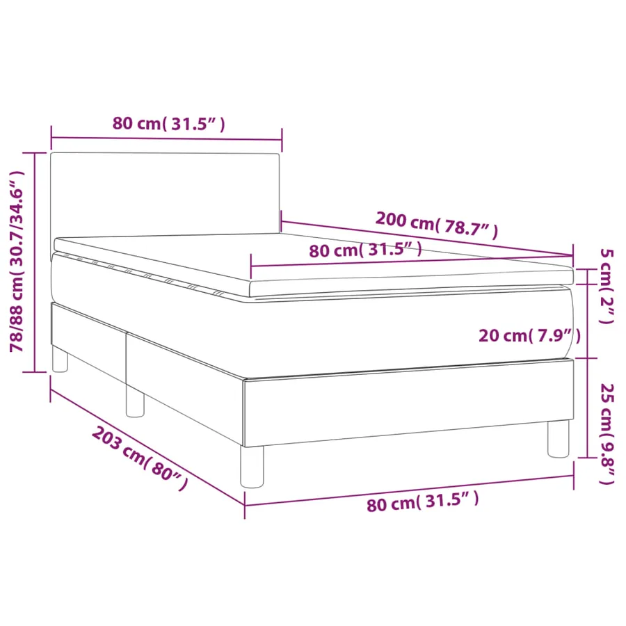 Sommier à lattes de lit avec matelas LED Rose 80x200 cm Velours - 8