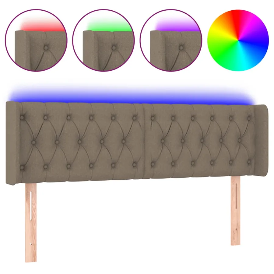 Tête de lit à LED Taupe 163x16x78/88 cm Tissu - 2