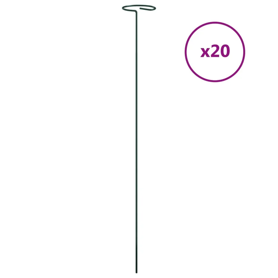 Piquets pour plantes de jardin 20 pcs vert foncé 61 cm acier - 2