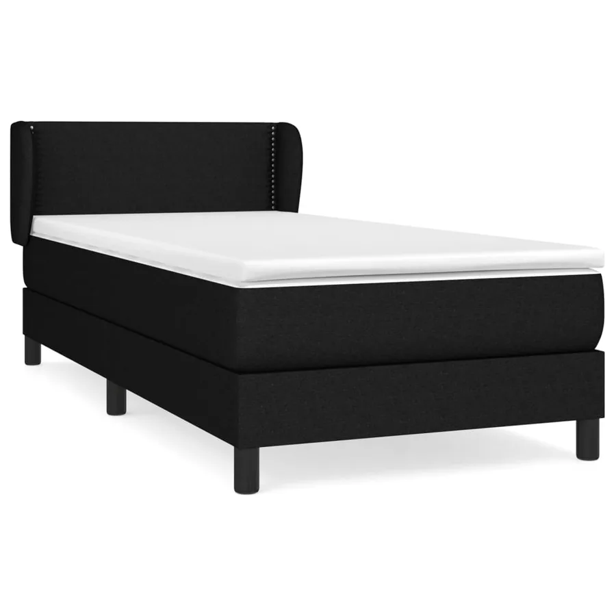 Sommier à lattes de lit avec matelas Noir 100x200 cm Tissu - 2