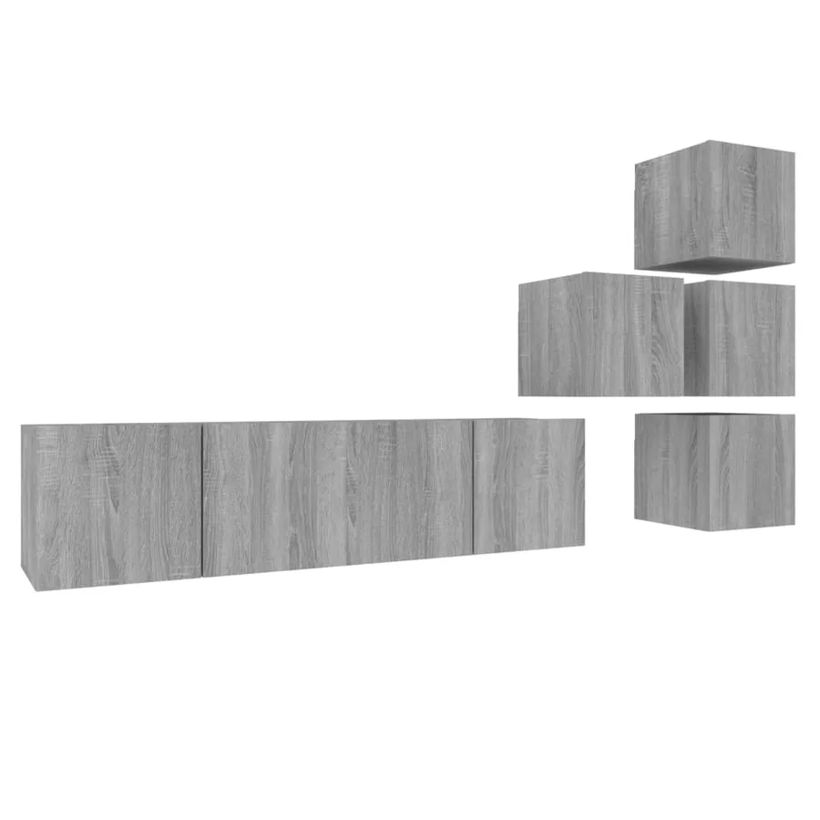 Ensemble de meubles TV 6 pcs Sonoma gris Bois d'ingénierie - 2