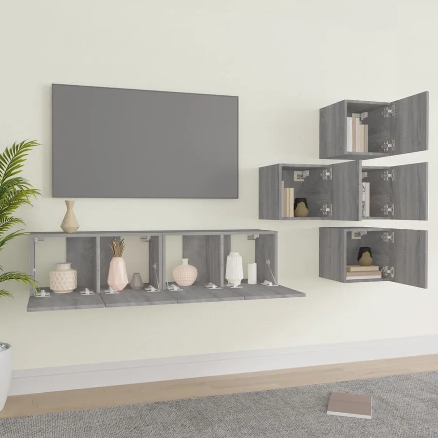 Ensemble de meubles TV 6 pcs Sonoma gris Bois d'ingénierie - 3
