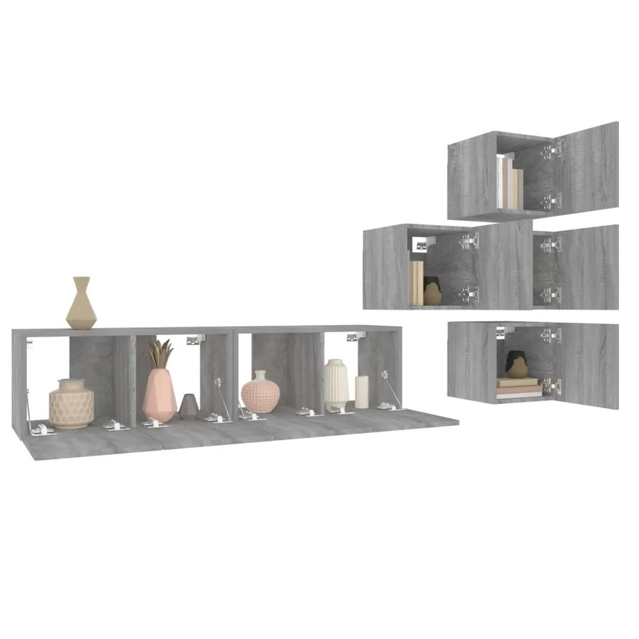 Ensemble de meubles TV 6 pcs Sonoma gris Bois d'ingénierie - 4