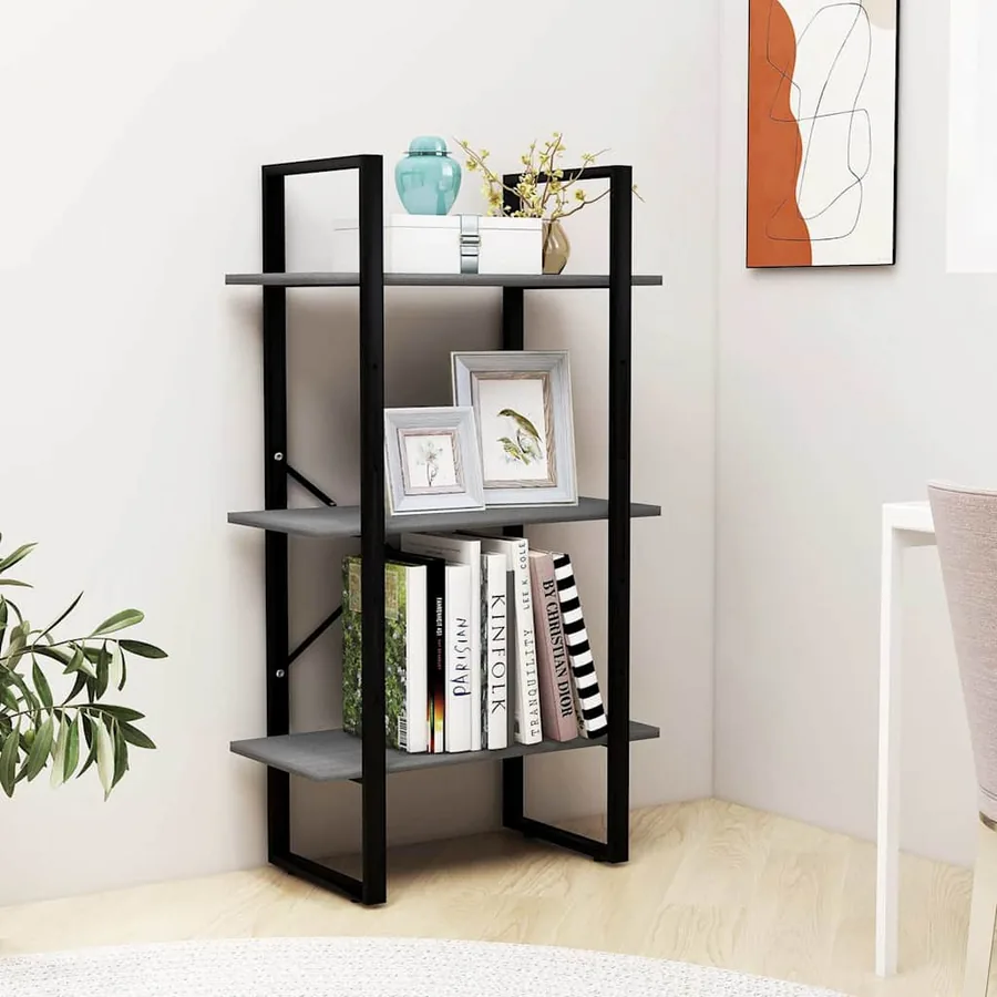 Étagère de rangement Gris 60x30x105 cm Bois de pin massif