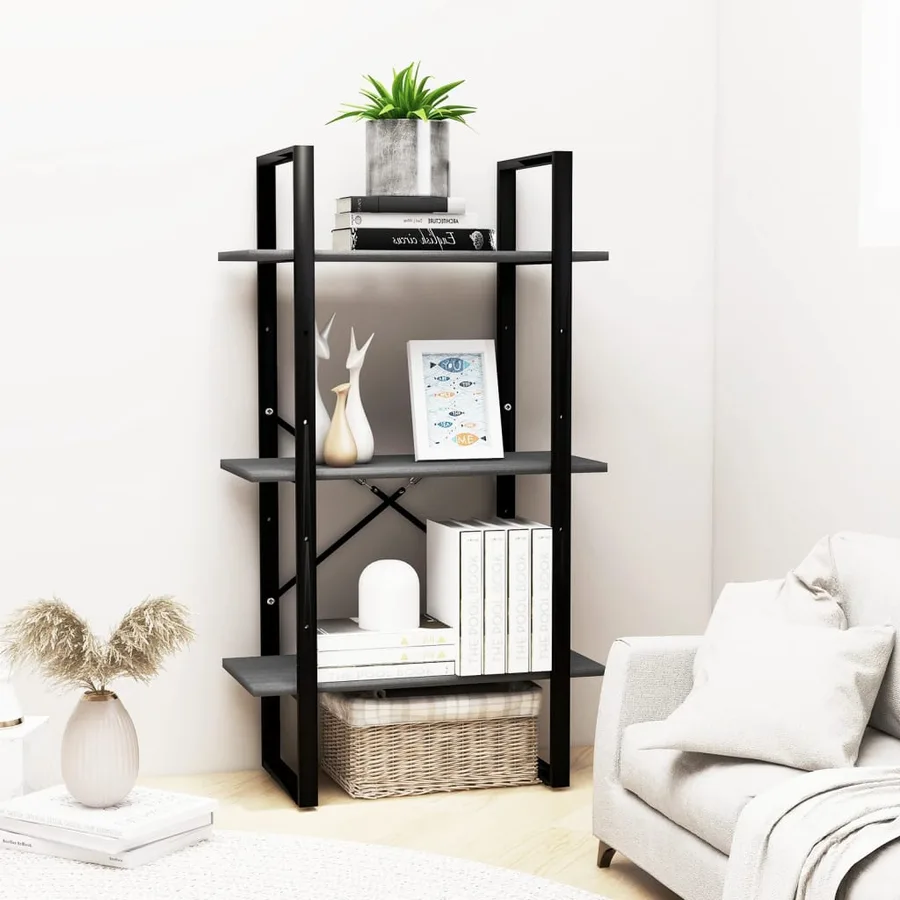 Étagère de rangement Gris 60x30x105 cm Bois de pin massif - 3