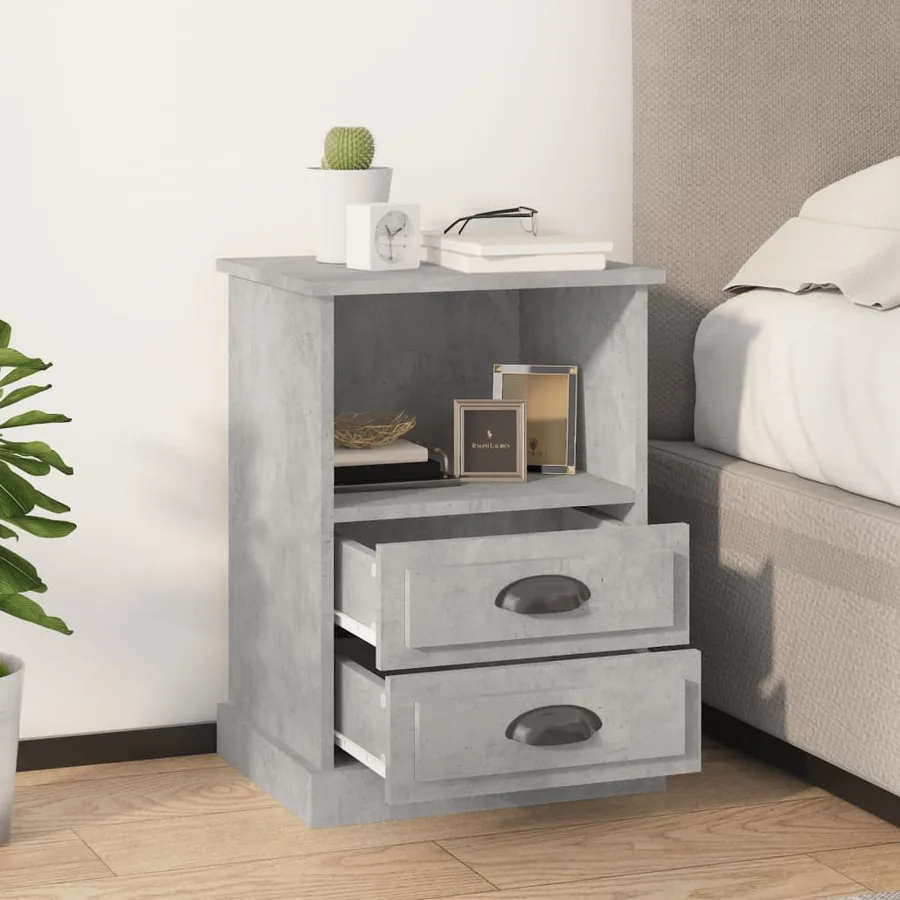 Table de chevet gris béton 43x36x60 cm - 3