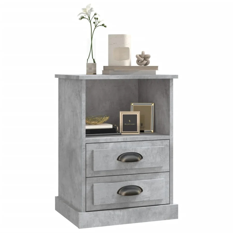 Table de chevet gris béton 43x36x60 cm - 4