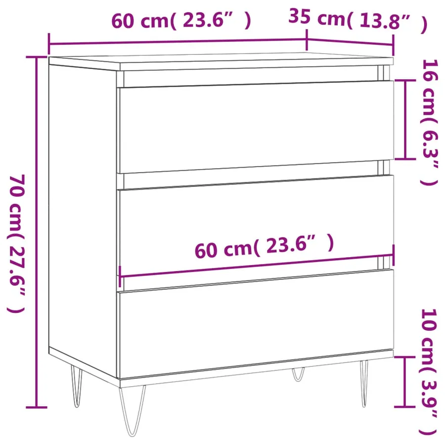 Buffet Sonoma gris 60x35x70 cm Bois d'ingénierie - 11