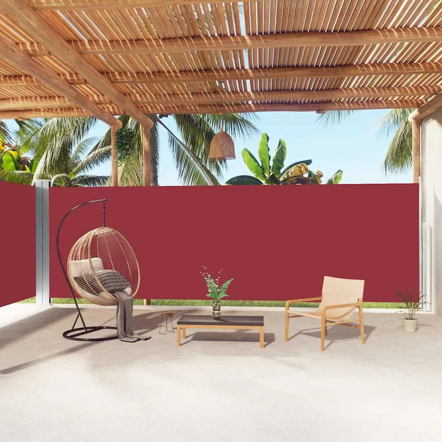 Auvent latéral rétractable Rouge 200x1000 cm