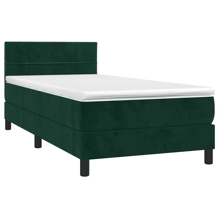 Sommier à lattes de lit et matelas et LED Vert foncé 80x200 cm - 4